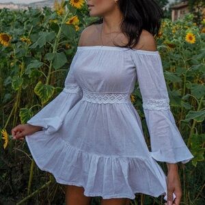 Chic Off-Shoulder White Lace Dress